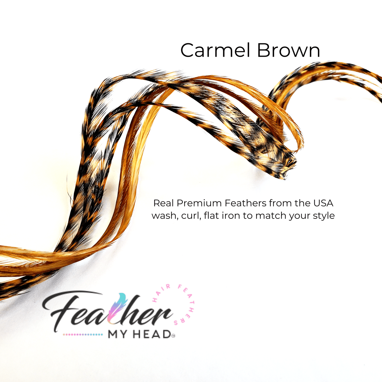 Carmel Brown Feather Hair Extension kit by Feather My Head Hair Feathers in long lengths you will love
