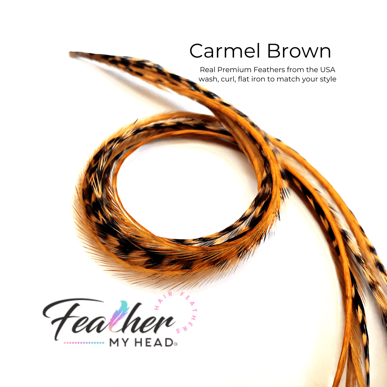 Carmel Brown Feather Hair Extension kit by Feather My Head Hair Feathers in long lengths you will love