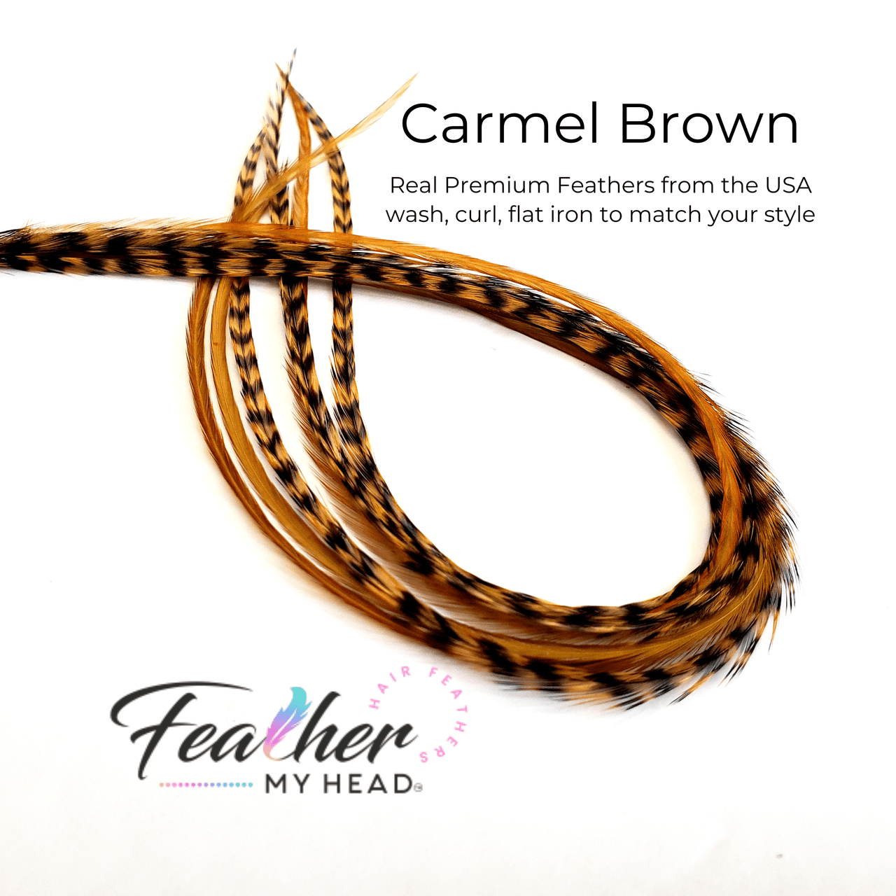 Carmel Brown Feather Hair Extension kit by Feather My Head Hair Feathers in long lengths you will love