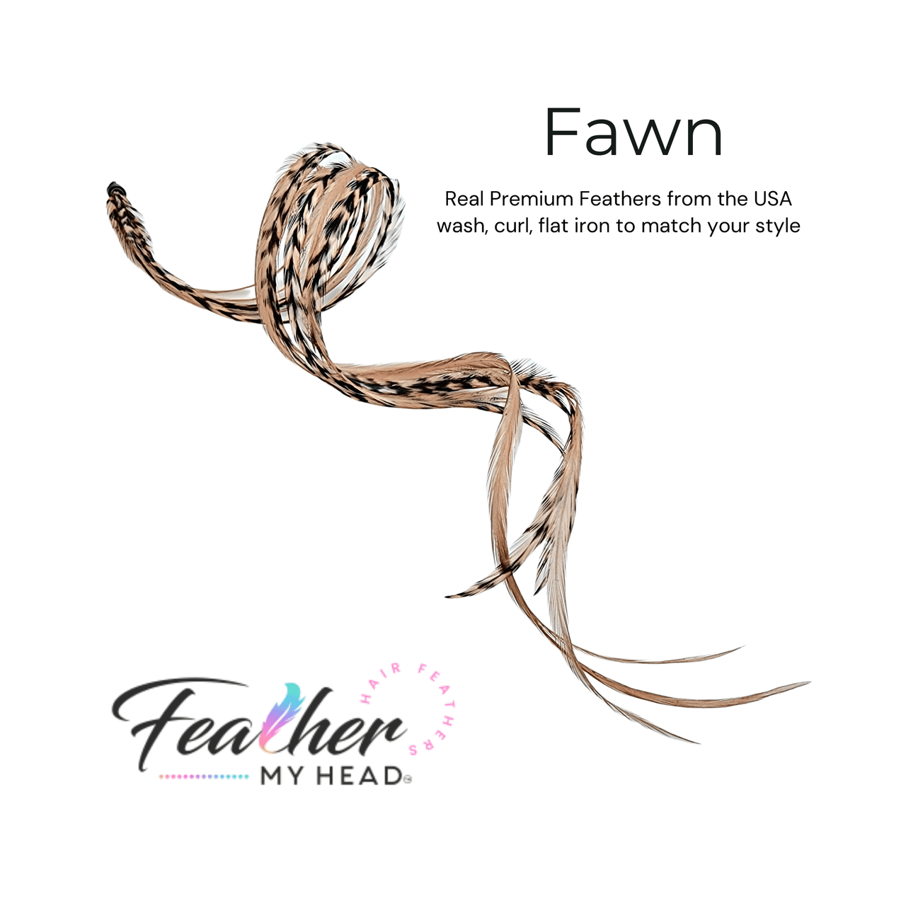 Fawn Feather Hair Extension Kit. Beige Brown Feather Hair extensions with a pink undertone. Hair Feathers By Feather My Head in long lengths.