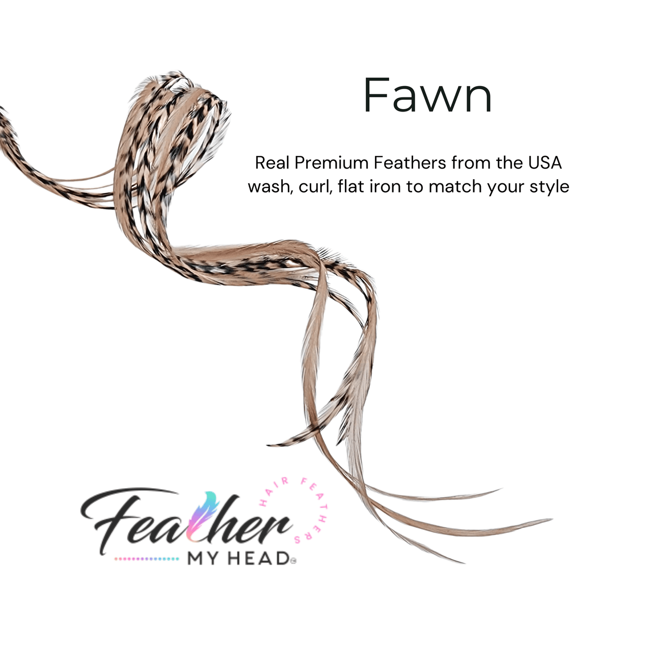 Fawn Feather Hair Extension Kit. Beige Brown Feather Hair extensions with a pink undertone. Hair Feathers By Feather My Head in long lengths.