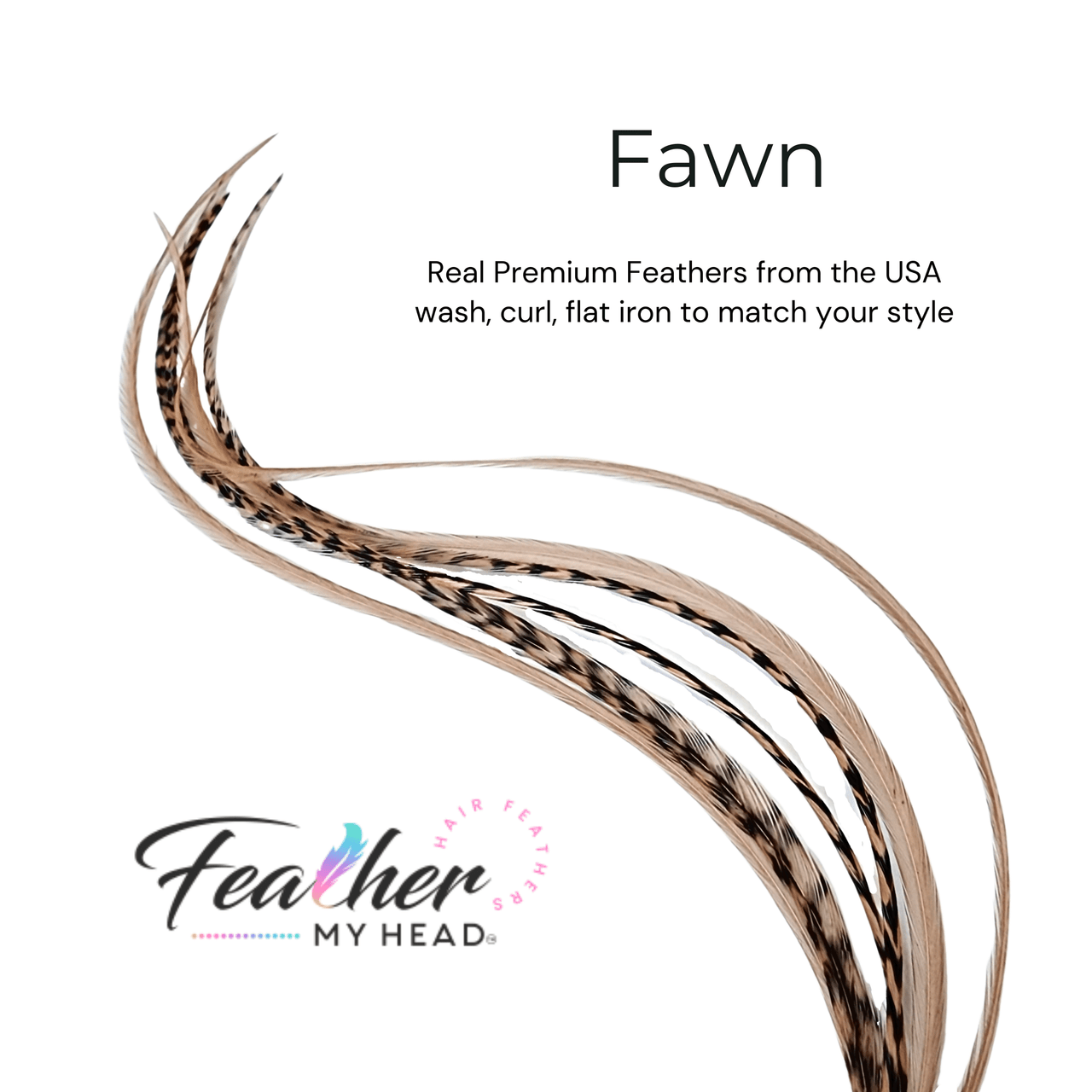 Fawn Feather Hair Extension Kit. Beige Brown Feather Hair extensions with a pink undertone. Hair Feathers By Feather My Head in long lengths.