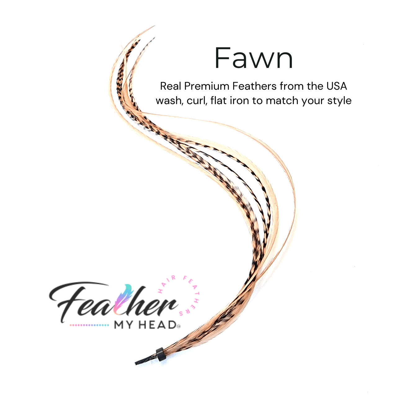 Fawn Feather Hair Extension Kit. Beige Brown Feather Hair extensions with a pink undertone. Hair Feathers By Feather My Head in long lengths.