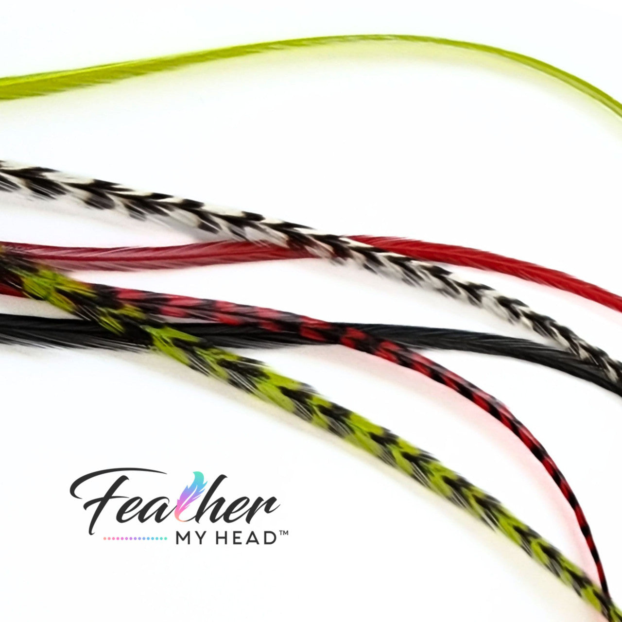 Unveiling our "Don't Be a Grinch" Christmas Hair Feather Collection! Dive into the festive cheer with green, red, classic black, and natural black and white grizzly striped feather extensions. Let your hair embody the holiday magic and shake off any Grinch vibes. This collection is your ticket to a jolly, spirited look that screams Christmas joy. So, don't be a Grinch – adorn your locks with these playful feathers and spread the merriment in style!