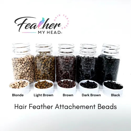 Silicone-lined feather attachment beads; product reference, pack quantity selected separately