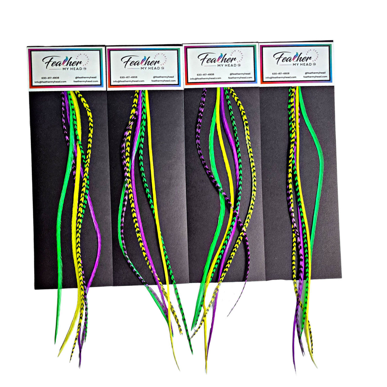 Add festive Mardi Gras hair feathers to your carnival look with our premium purple, green, and gold feather extensions that bring the spirit of New Orleans.