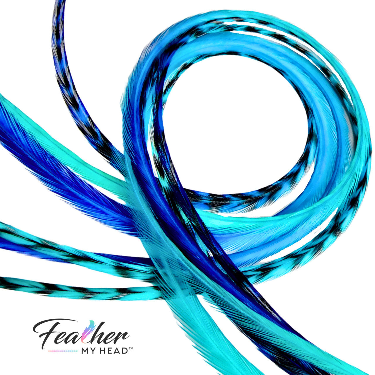 Get ready to ride the style wave with our 'Tidal Wave' hair feather package! Dive into a sea of blues and turquoise inspired by the mesmerizing ocean hues. Perfect for the free-spirited souls, this collection will have you making waves and turning heads wherever you go.