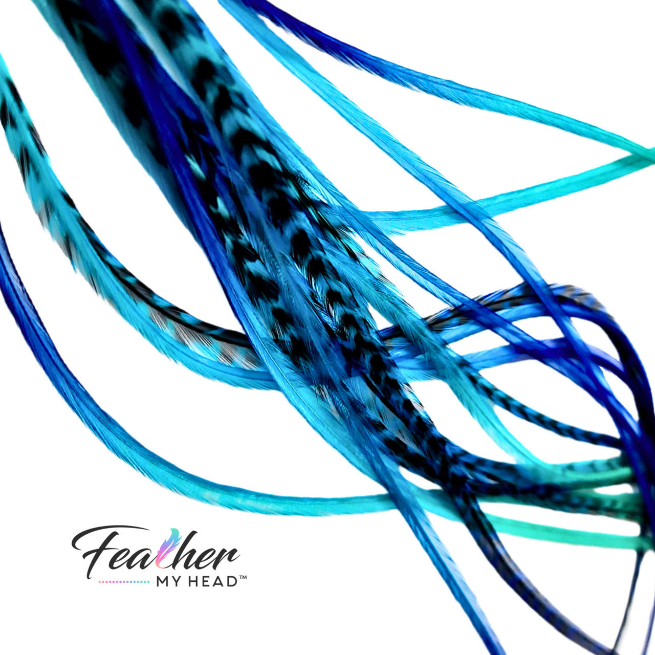 Get ready to ride the style wave with our 'Tidal Wave' hair feather package! Dive into a sea of blues and turquoise inspired by the mesmerizing ocean hues. Perfect for the free-spirited souls, this collection will have you making waves and turning heads wherever you go.