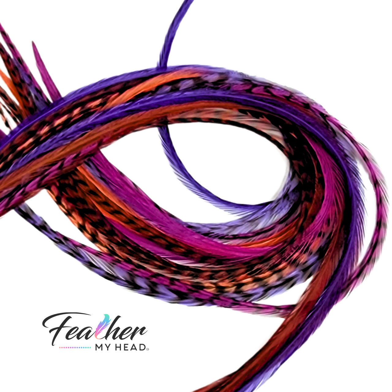 A wild mix of color and spirit, our Hippie Shake Hair Feathers blend deep iris purple, rich eggplant, warm espresso brown, and soft salmon for a bold yet earthy vibe. Inspired by boho style and festival energy, these feathers add a touch of free-spirited charm