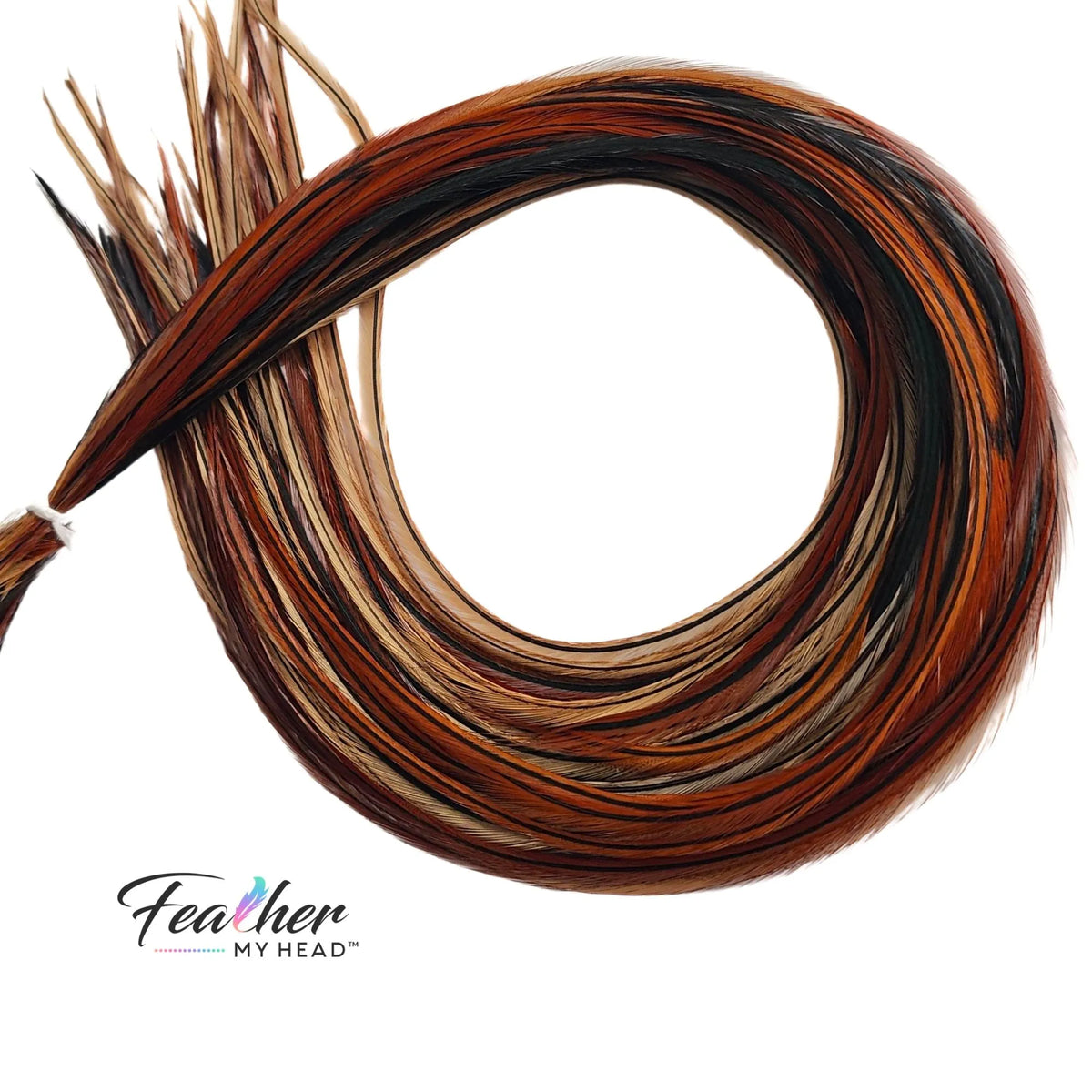 Natural Brown Furnace Hair Feather | Feather My Head rooster feather hair extensions