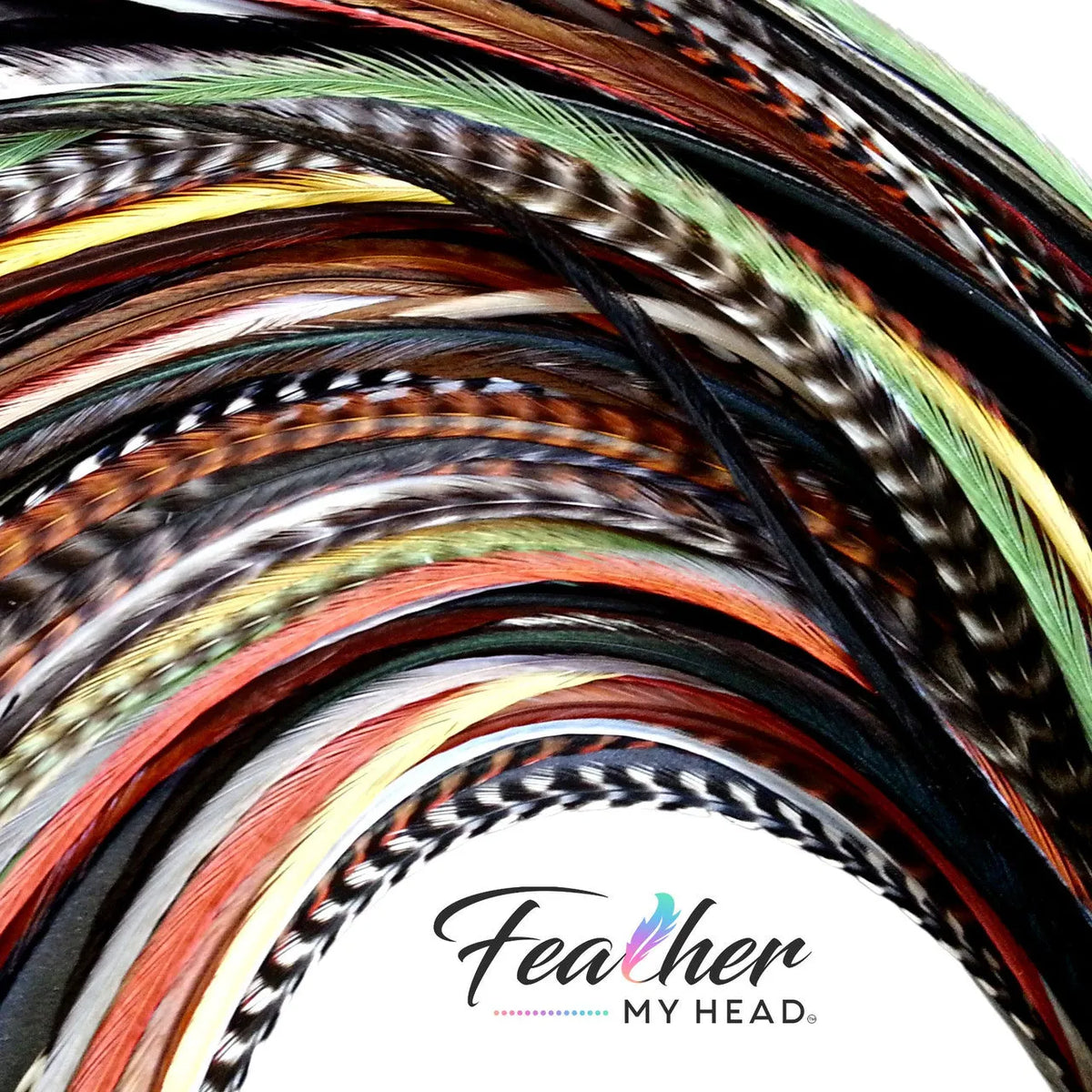 Earthy Mix real rooster feather hair extensions by Feather My Head