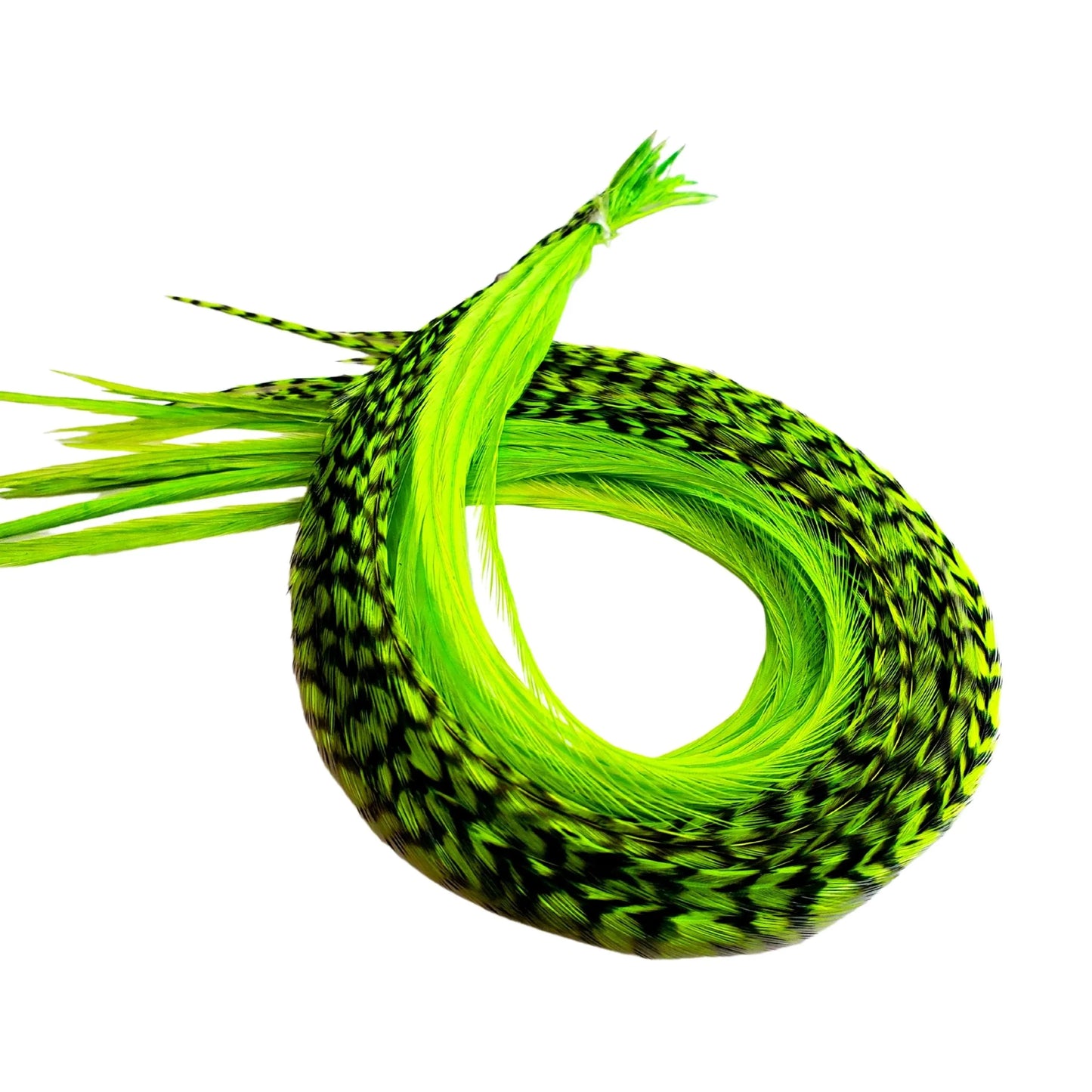 Neon Green Glow Hair Feather - UV Reactive