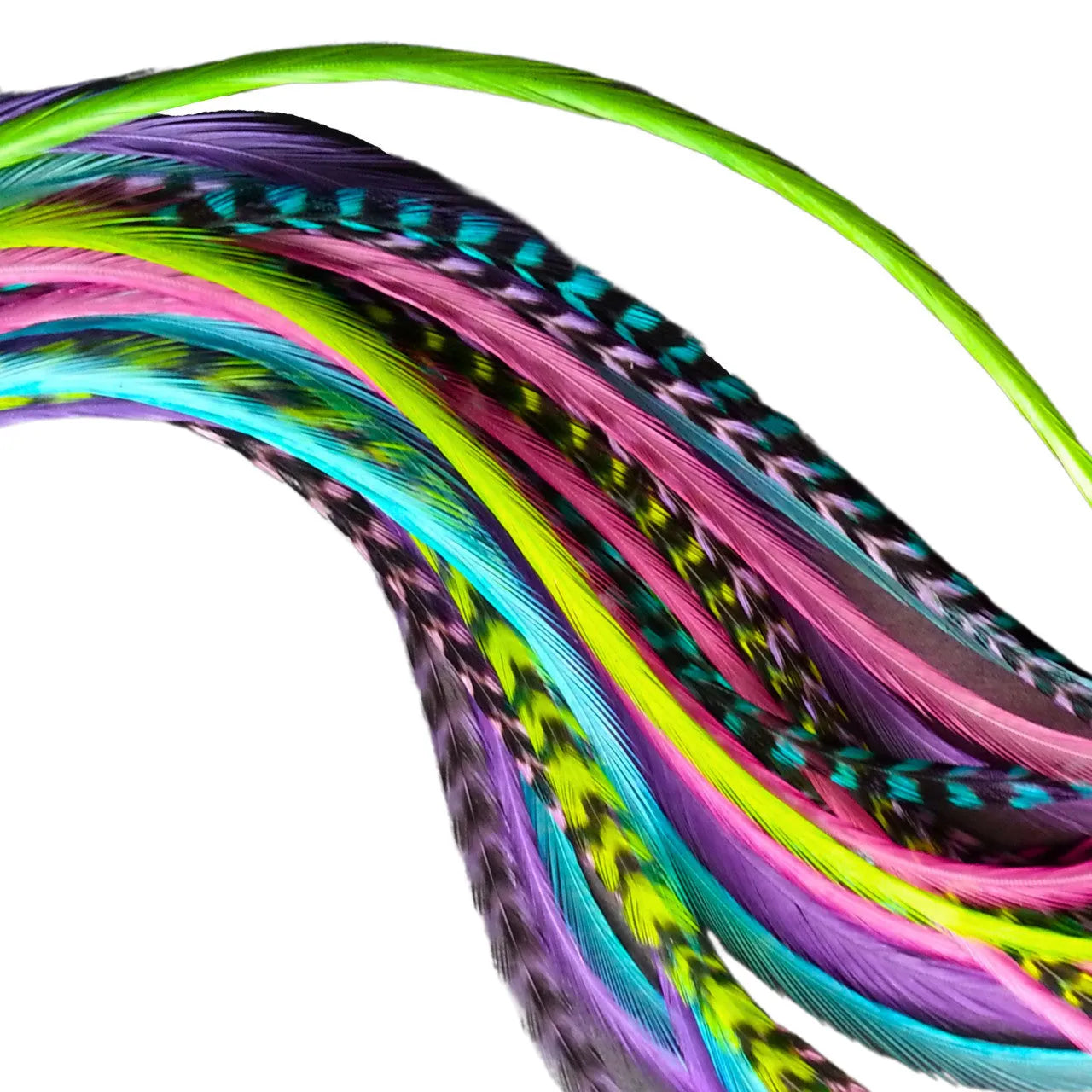 "Glow Sticks UV Reactive Hair Feathers - Pink Blue Green Purple - EDM and Rock Festival Style