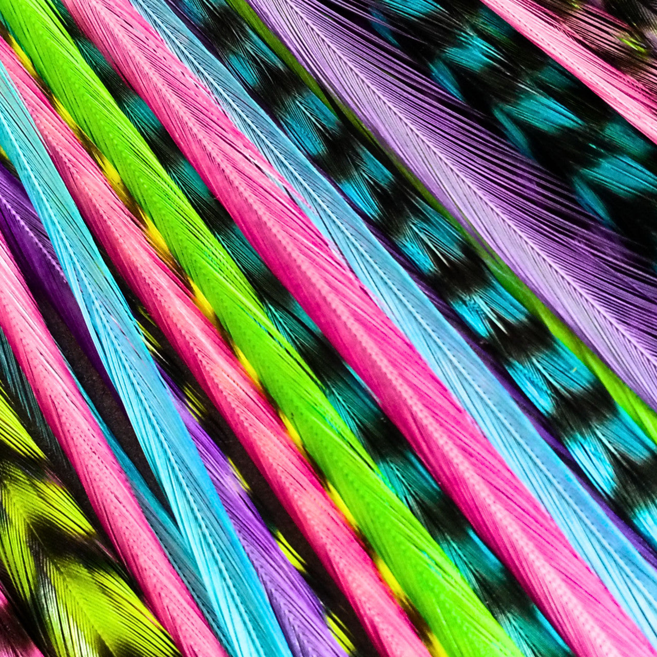 "Glow Sticks UV Reactive Hair Feathers - Pink Blue Green Purple - EDM and Rock Festival Style