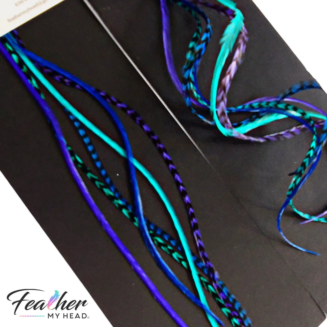 Feather My Head Hair Feathers in colors of purple and Aqua