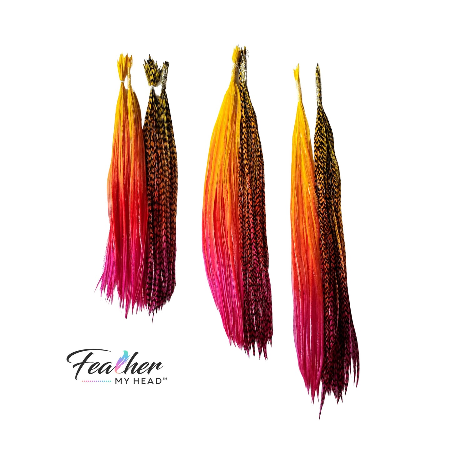 Safari Sunrise Rainbow Tie-Dyed Hair Feather