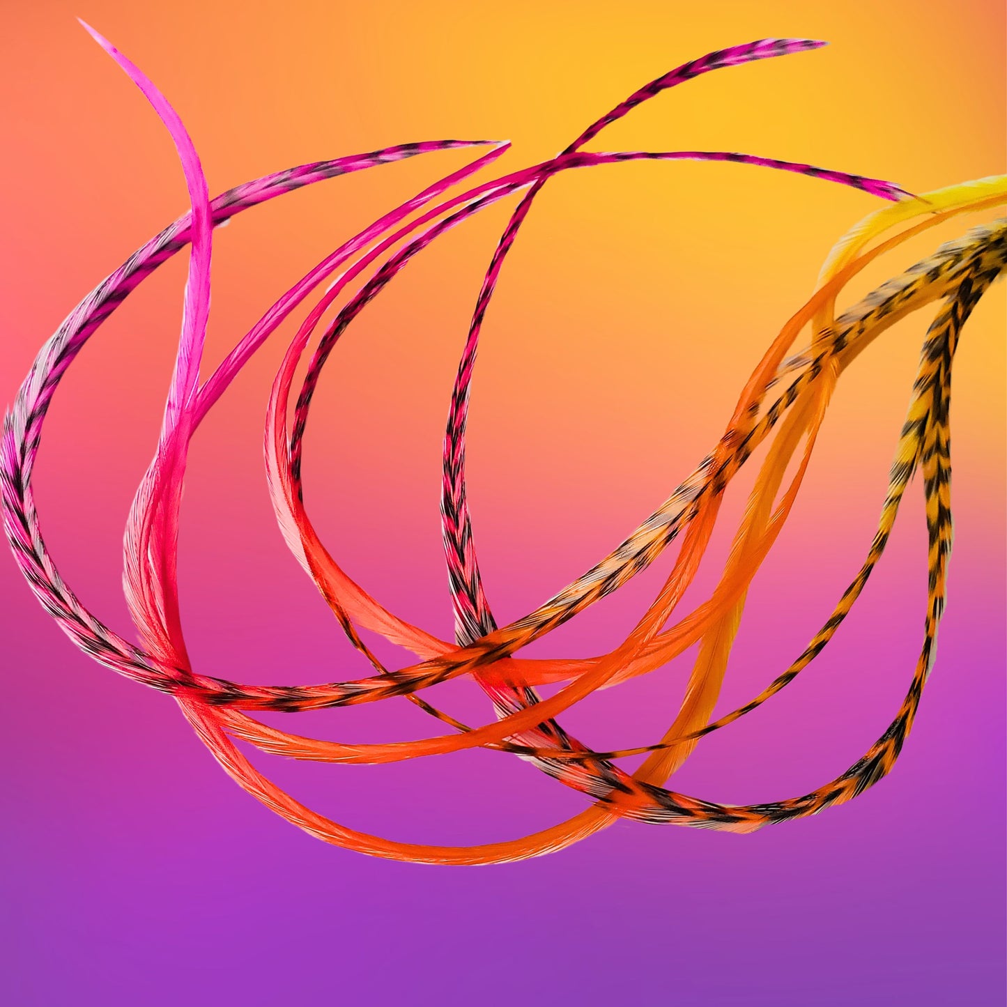 Safari Sunrise Rainbow Tie-Dyed Hair Feather