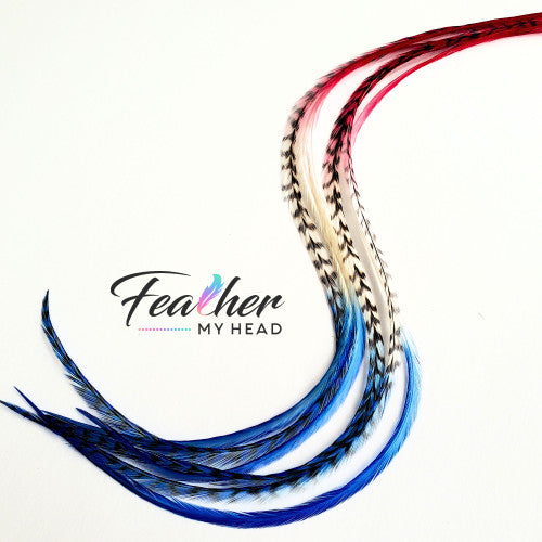 Stars and Stripes Rainbow Tie-Dye Hair Feather