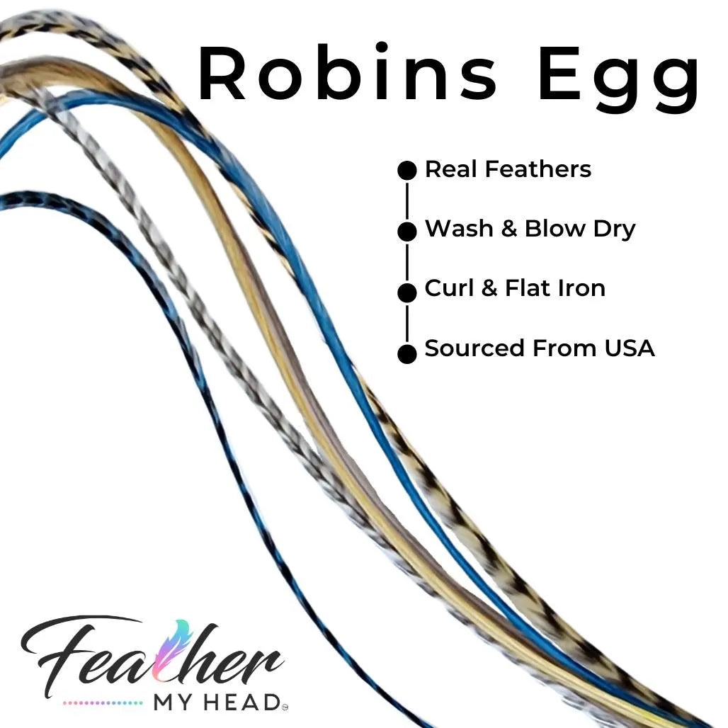 Feather My Head Hair Feathers Spring Collection of feathers in colors of blue, dun, gray and beige