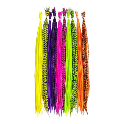 Neon Fluorescent Hair Feather Extensions – Bundle