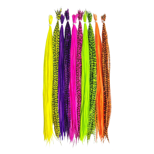 Neon Fluorescent Hair Feather Extensions – Bundle