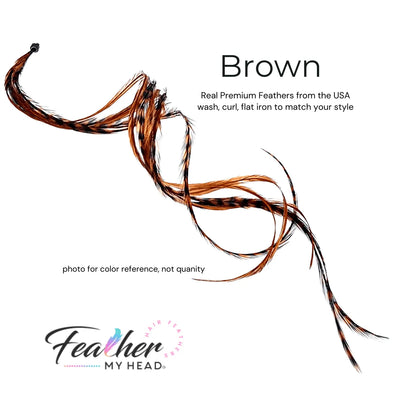 Brown Feather Hair Extension kit by Feather My Head Hair Feathers in long lengths you will love