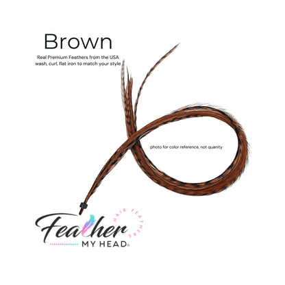 Brown Feather Hair Extension kit by Feather My Head Hair Feathers in long lengths you will love
