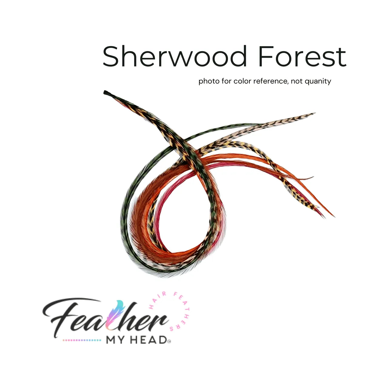 Sherwood Forest Feather Hair Extensions . Mix of Red,  Brown, Butterscotch Green and Orange Feathers. Long Lengths and Hair Feather Kit Available