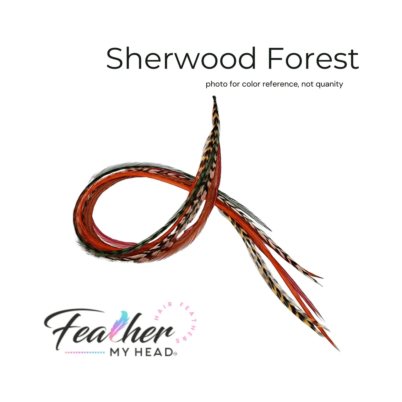Sherwood Forest Feather Hair Extensions . Mix of Red,  Brown, Butterscotch Green and Orange Feathers. Long Lengths and Hair Feather Kit Available