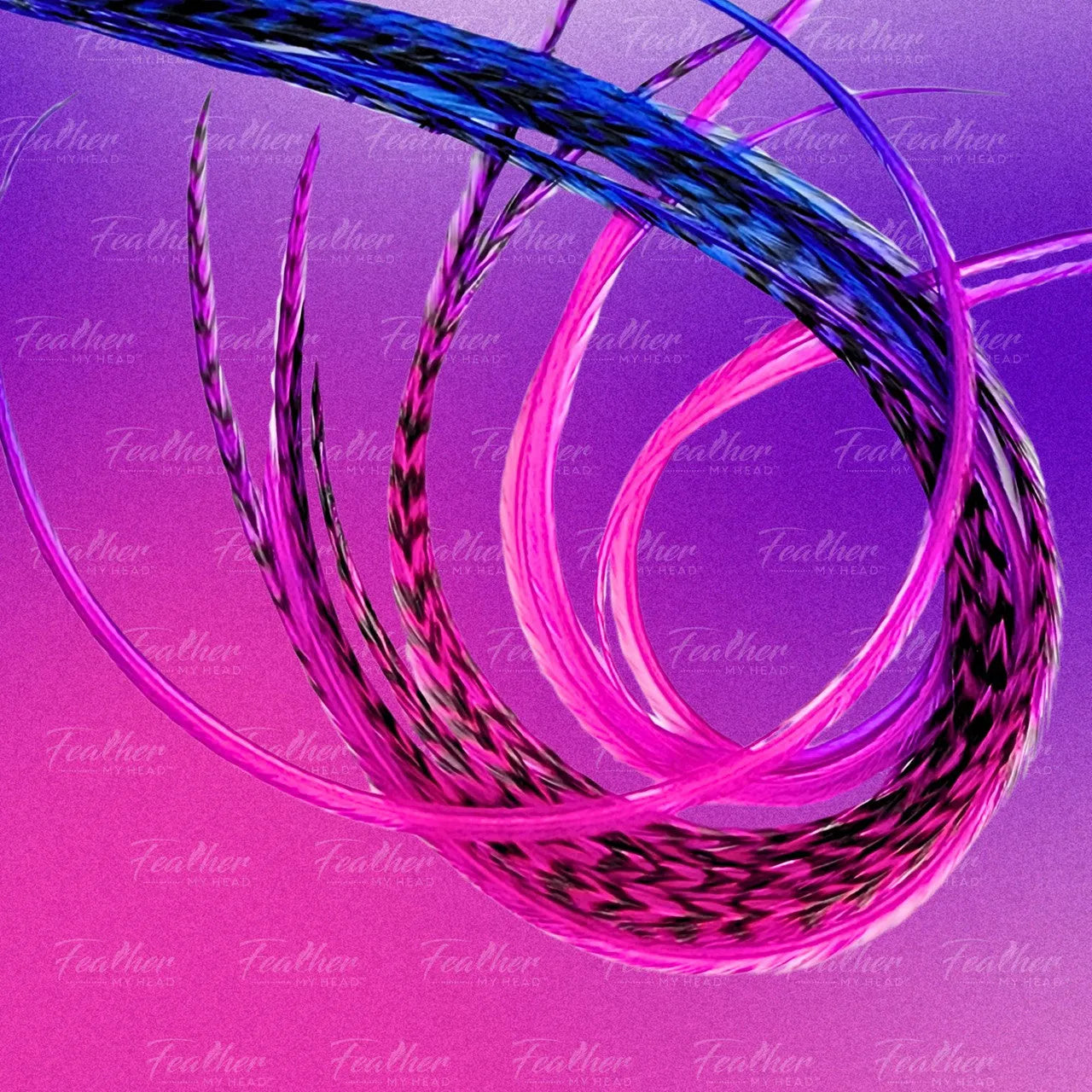 Electric Berry Fade Rainbow Hair Feather