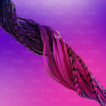 Electric Berry Fade Rainbow Hair Feather