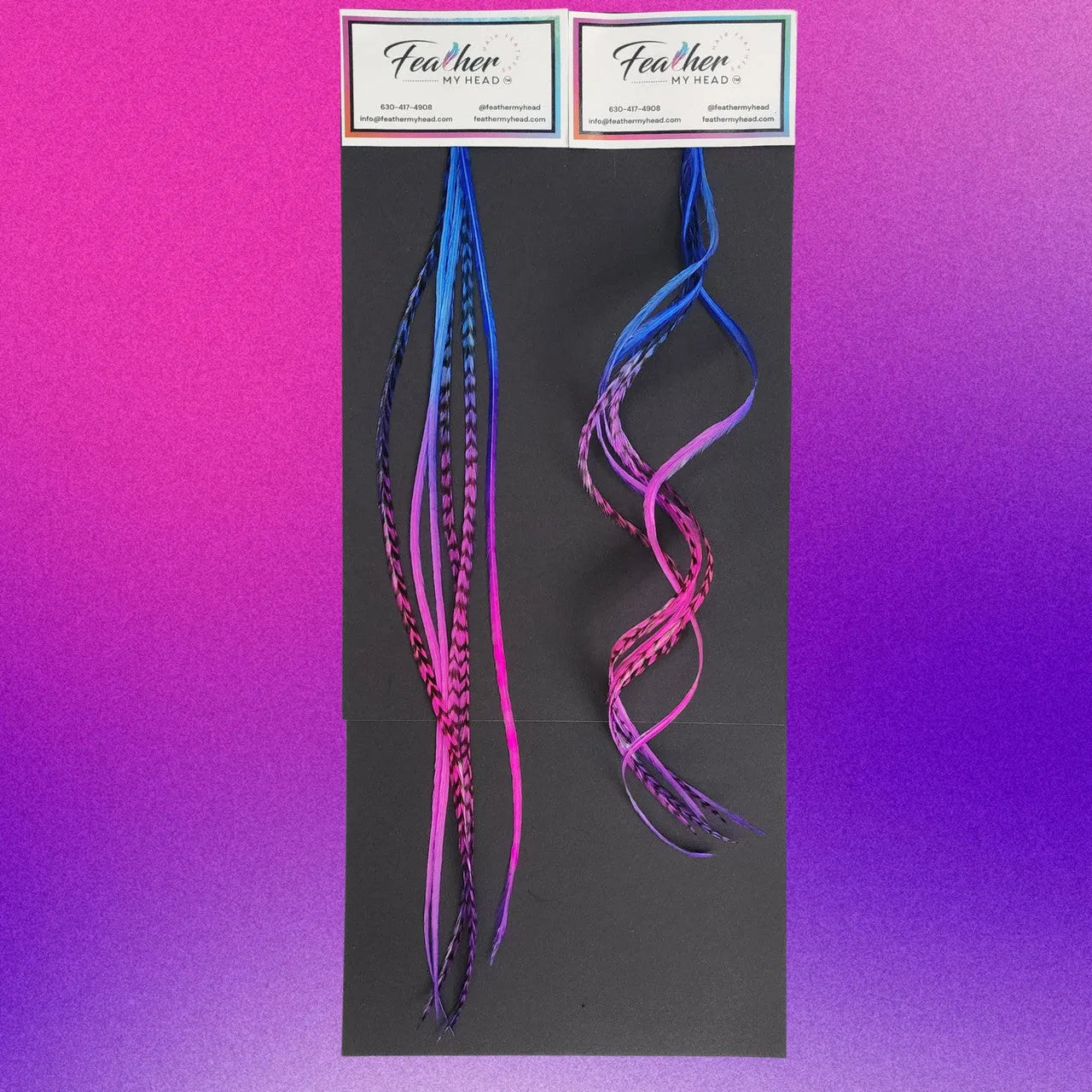 Electric Berry Fade Rainbow Hair Feather