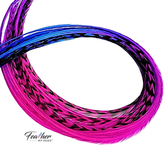 Electric Berry Fade Rainbow Hair Feather