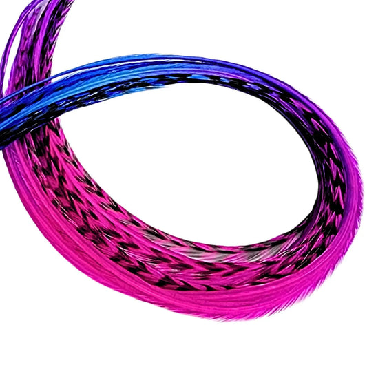 Electric Berry Fade Rainbow Hair Feather | Feather My Head rooster feather hair extensions
