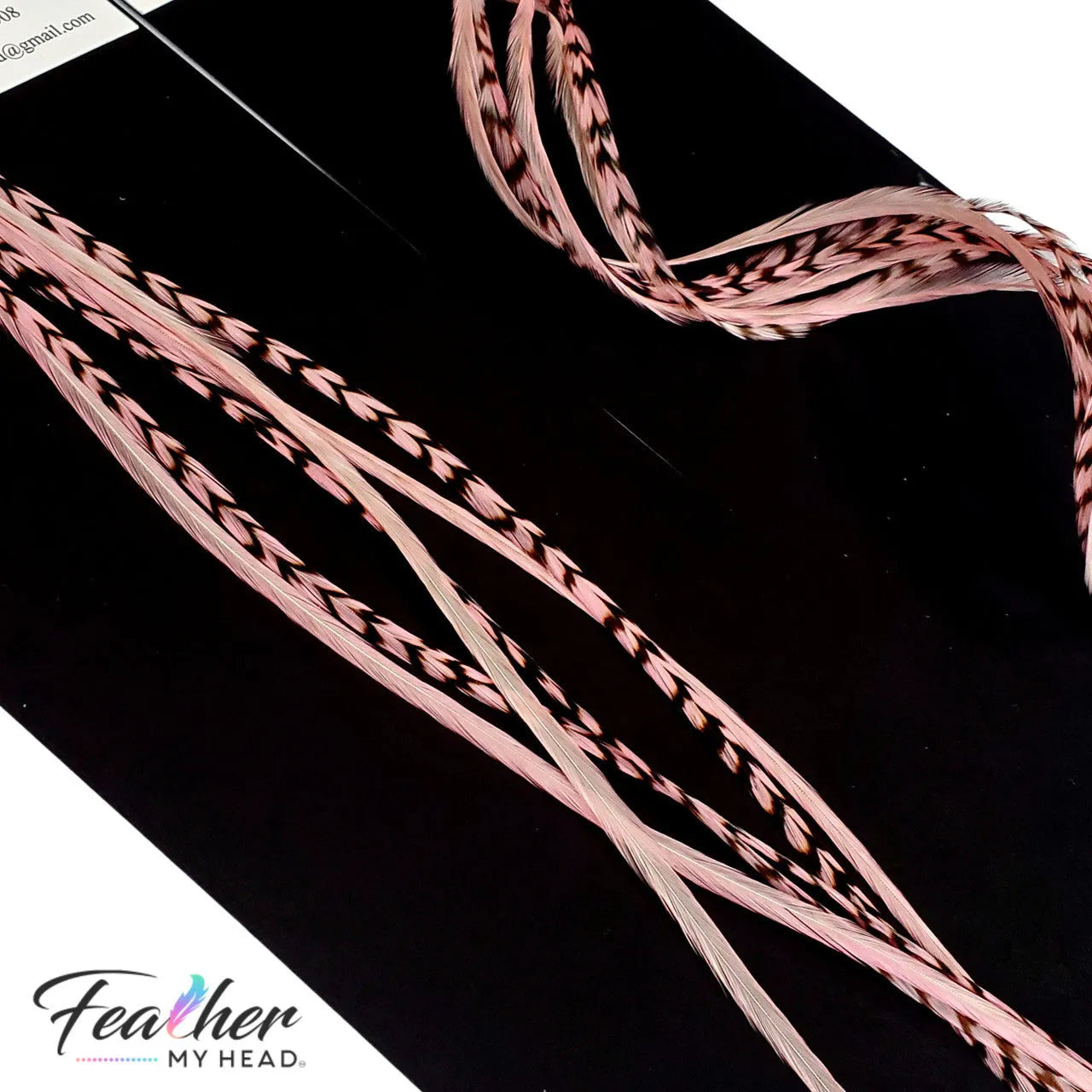 Pastel Baby Pink Hair Feather Extension in long lengths over 16 inches with optional feather kit