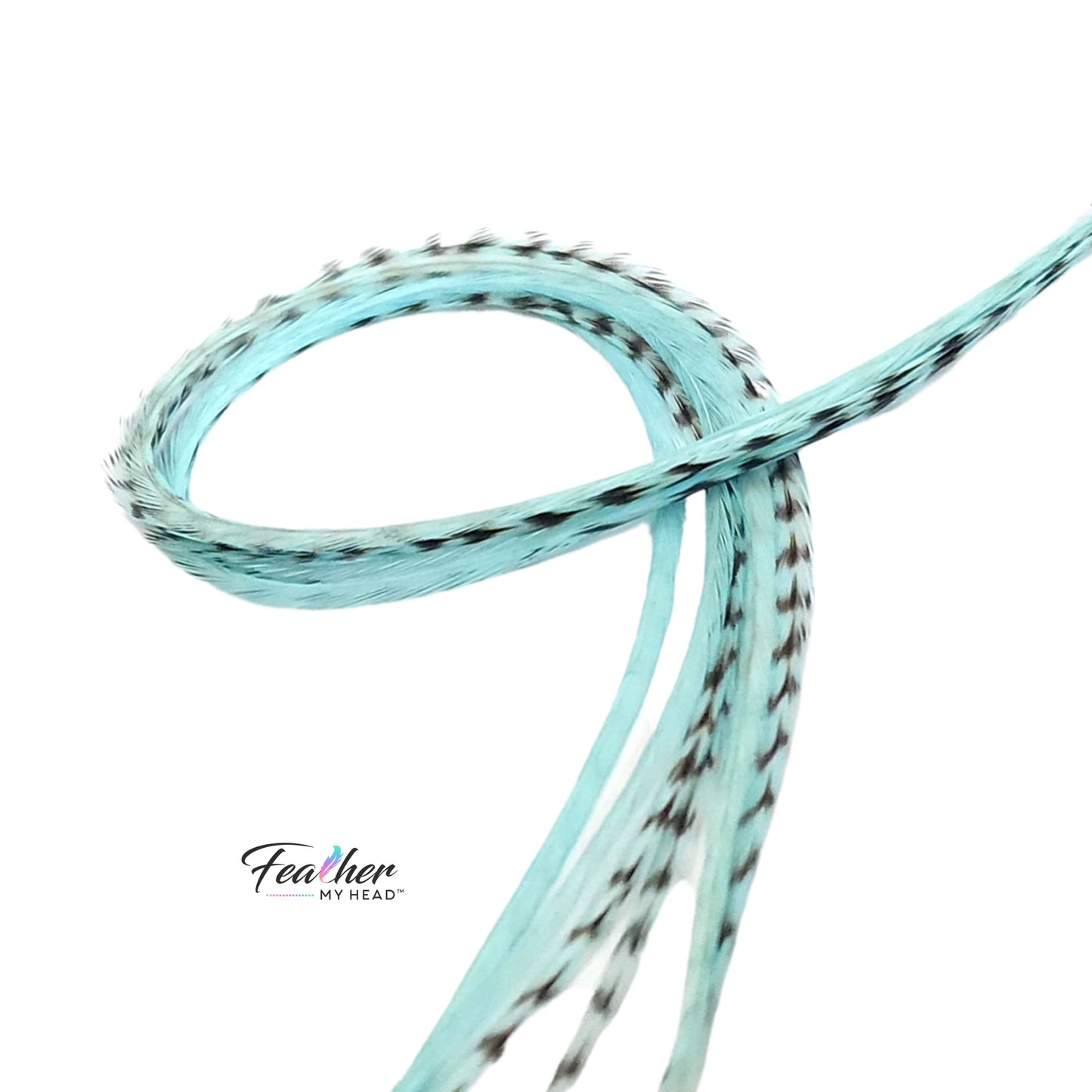 light aqua blue hair feather extension long 14-16 inch rooster feather