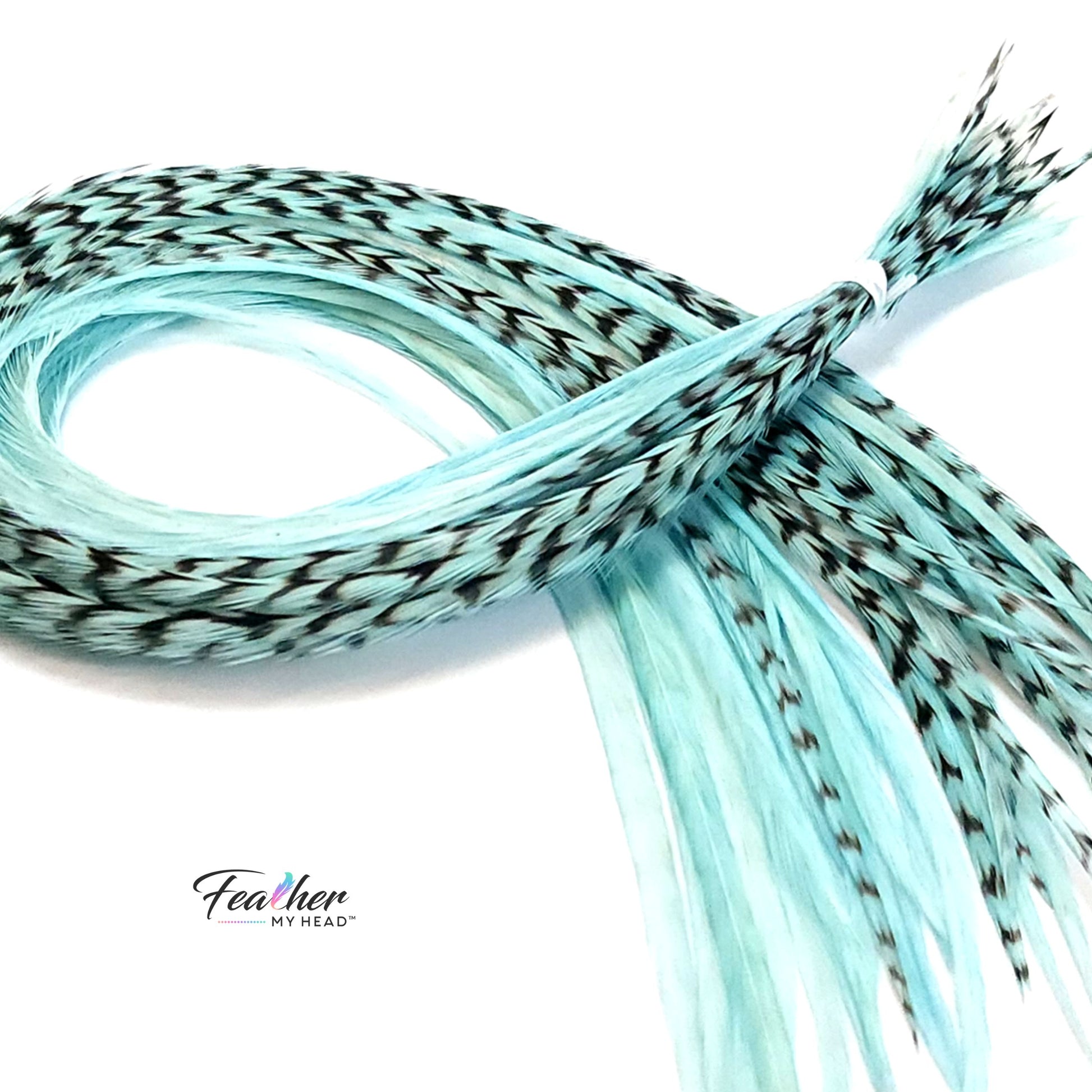 blue frost hair feather soft pastel blue salon grade feather extension