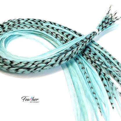 blue frost hair feather soft pastel blue salon grade feather extension