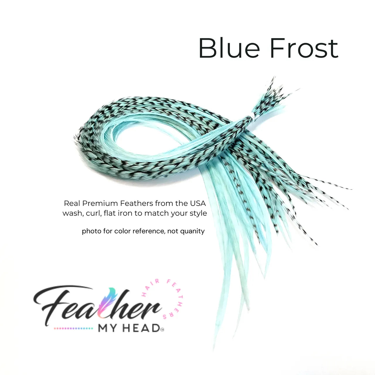 Blue Frost Feather Hair Extension kit by Feather My Head in long lengths