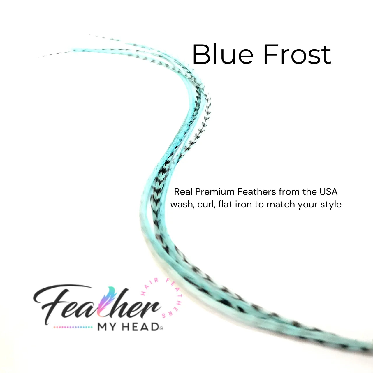 Blue Frost Feather Hair Extension kit by Feather My Head in long lengths