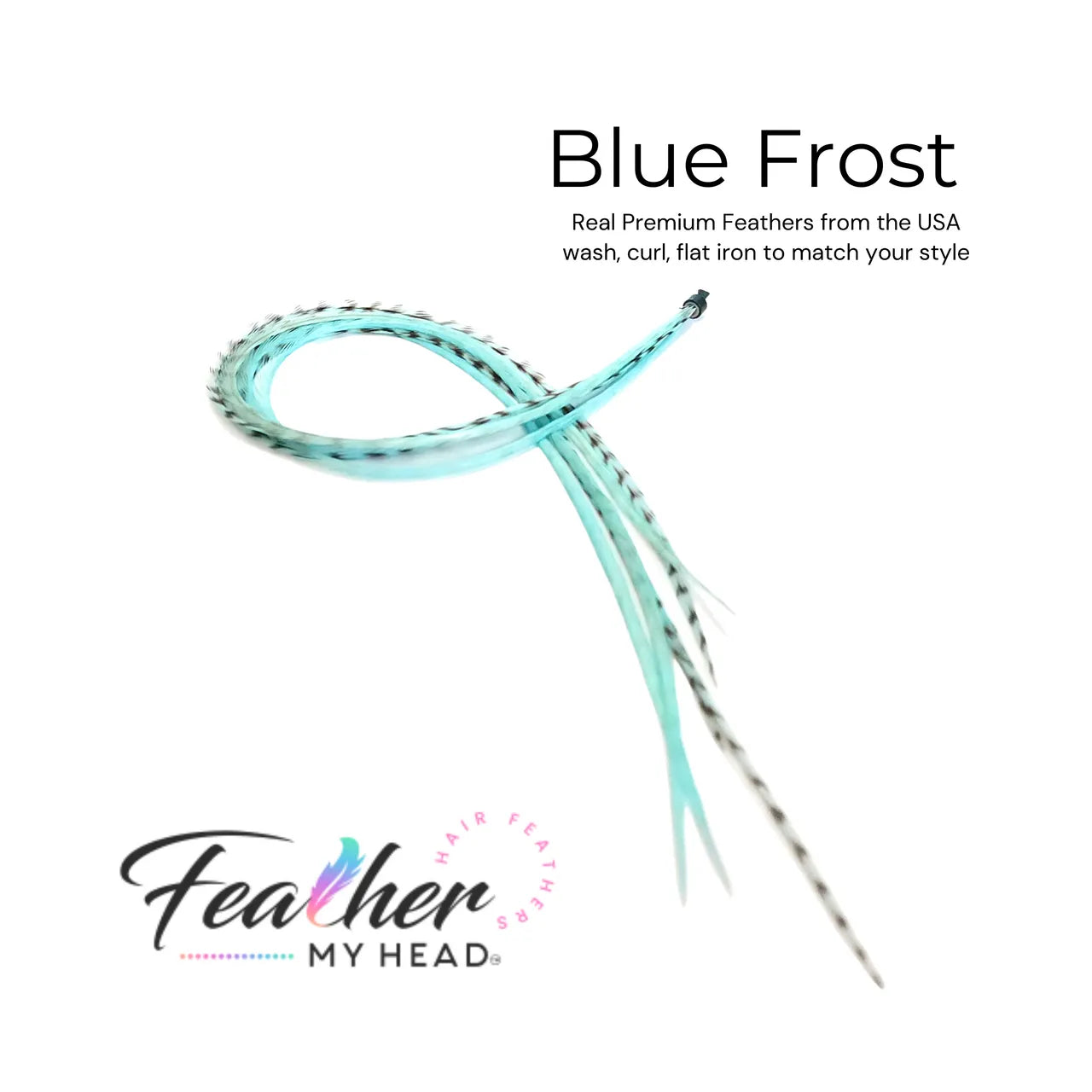 Blue Frost Feather Hair Extension kit by Feather My Head in long lengths