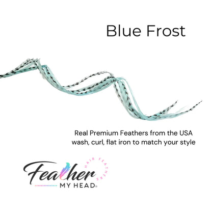 Blue Frost Feather Hair Extension kit by Feather My Head in long lengths