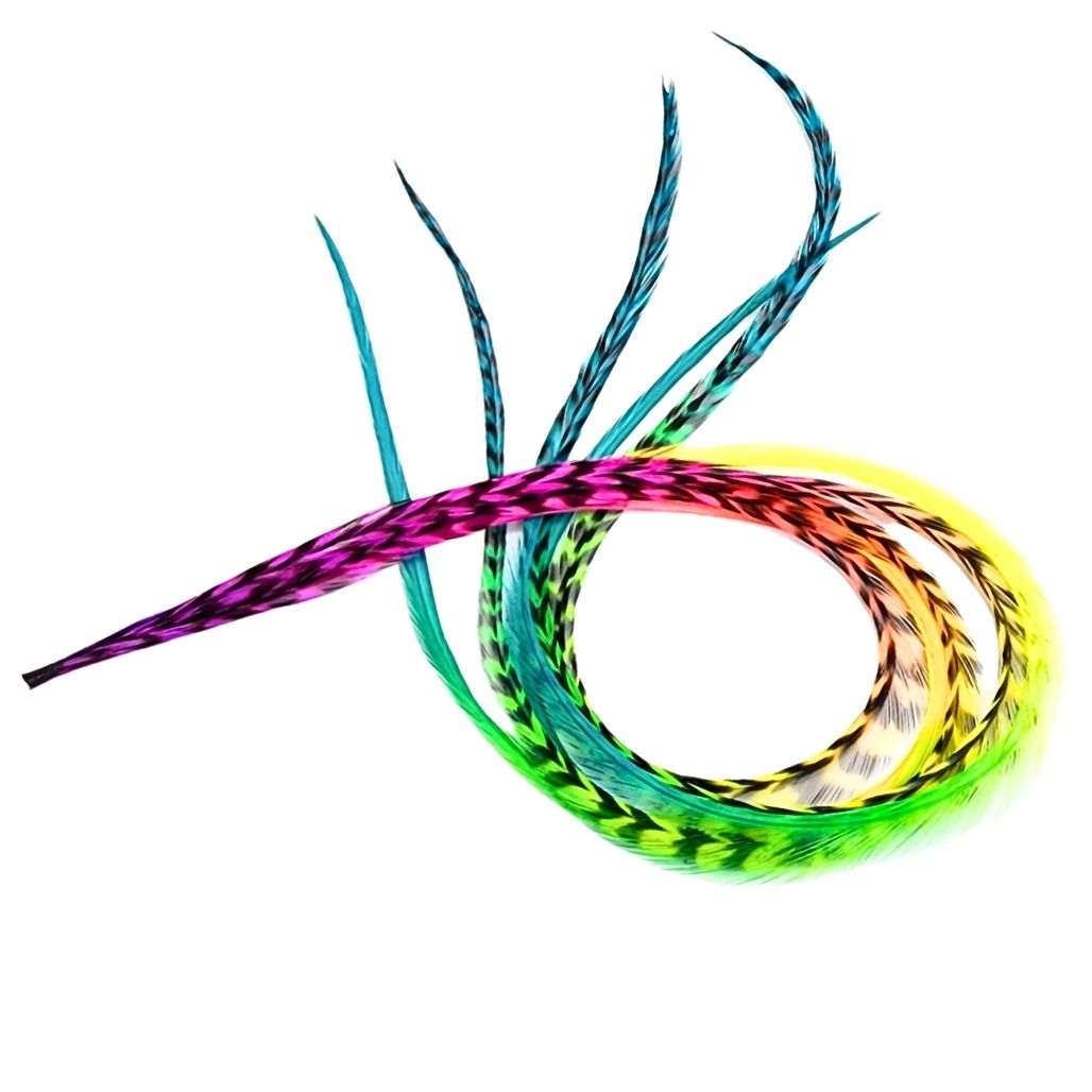 Butterfly Kisses rainbow tie-dye hair feathers in bright multi-color ombre blends