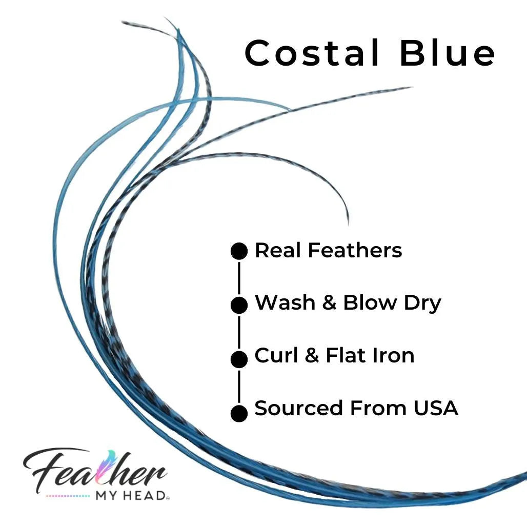 Costal Blue Hair Feather Extensions