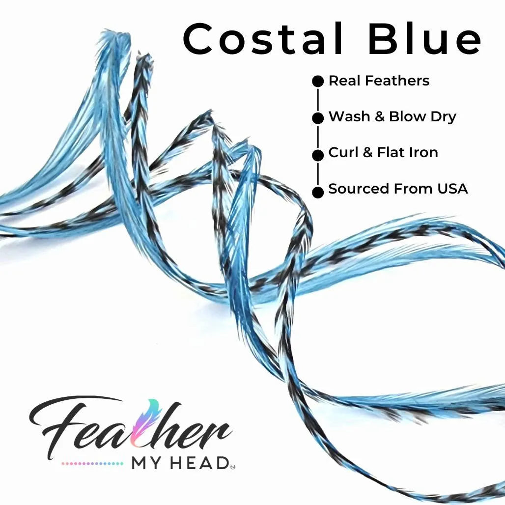 Costal Blue Hair Feather Extensions
