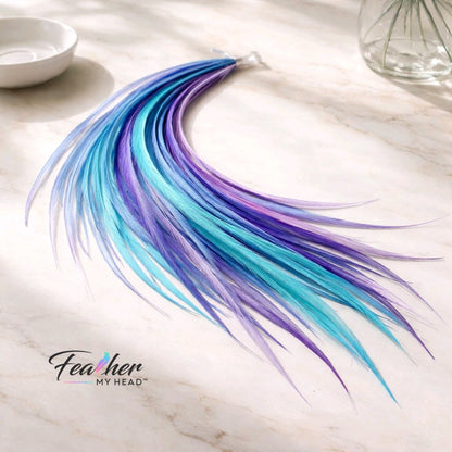 Dancing Waters Feather Hair Extensions – Blue Purple Turquoise Mix