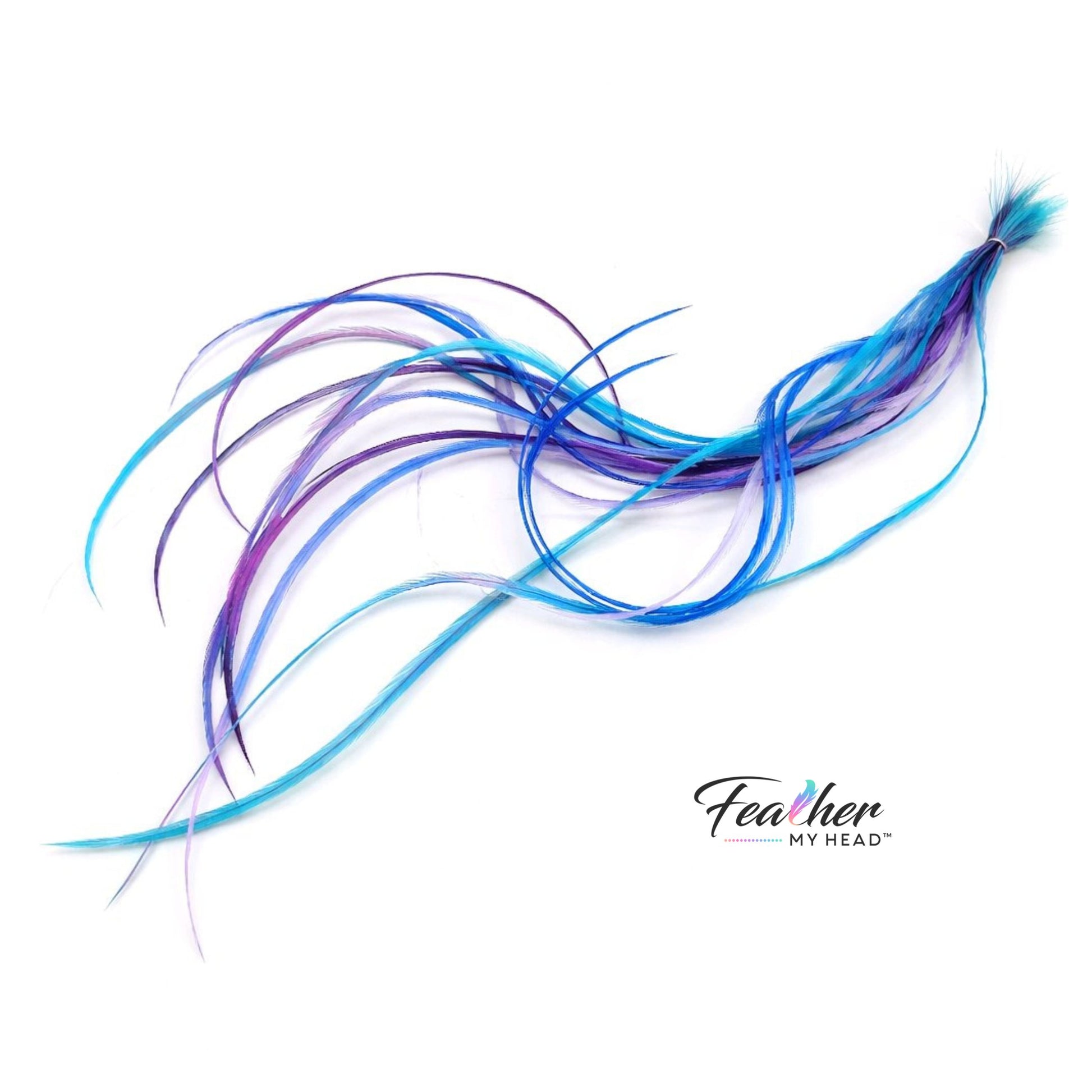 festival feather hair extensions blue purple turquoise dancing waters