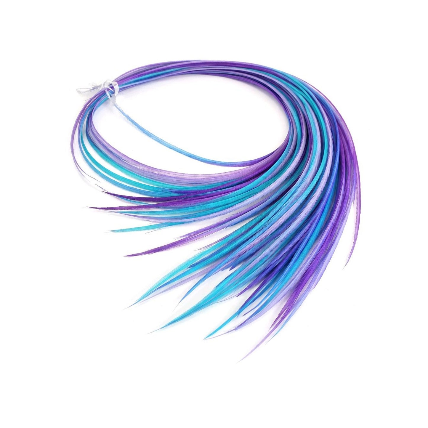 blue purple turquoise feather hair extensions dancing waters mix