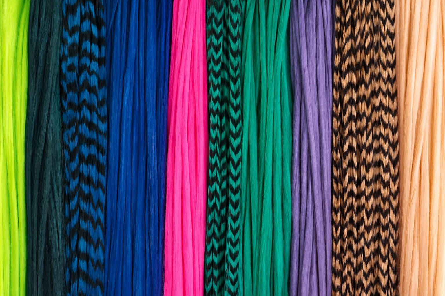 Feather hair extensions in multiple colors