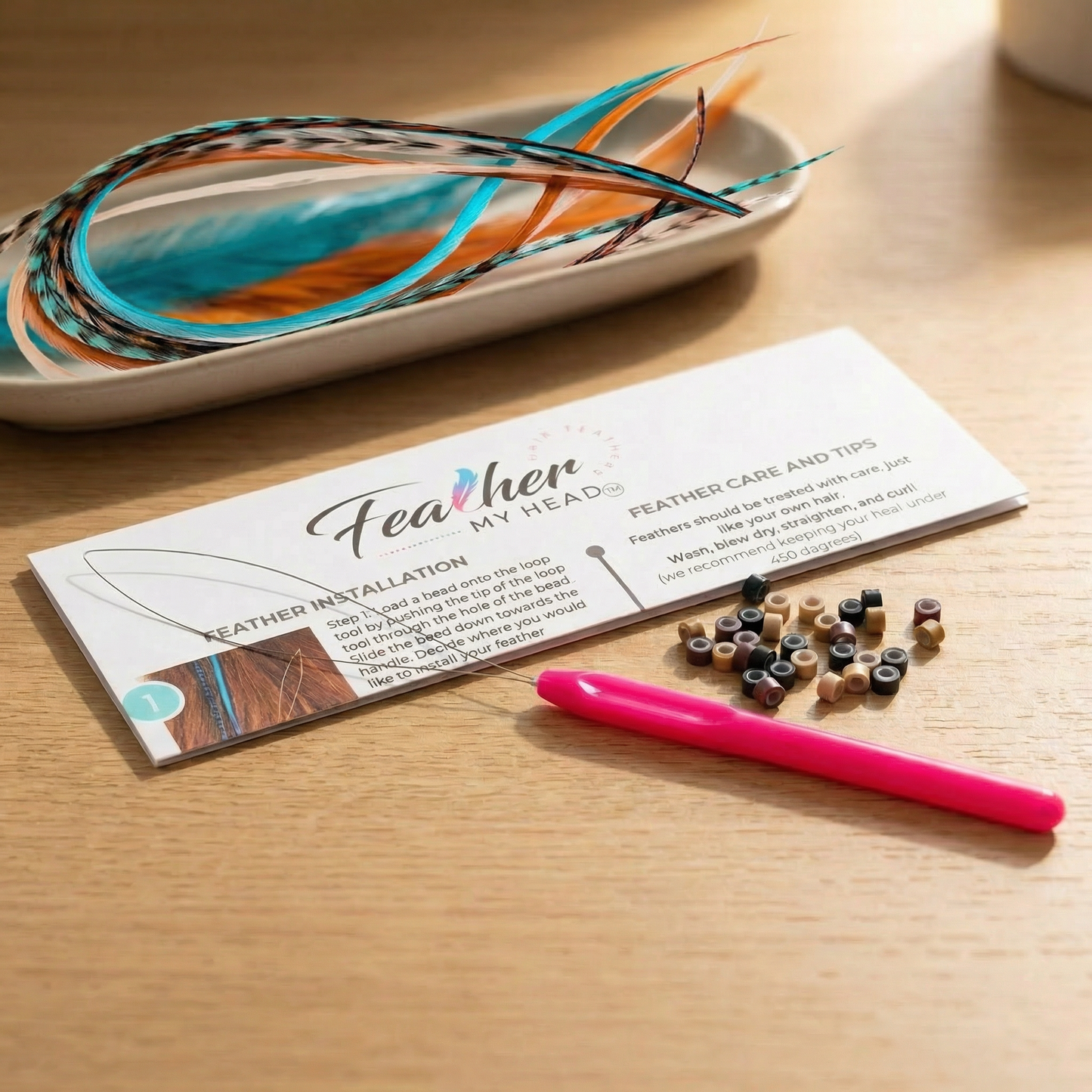DIY Hair Feather Kit (Micro Link Beads + Loop Tool + Instructions)